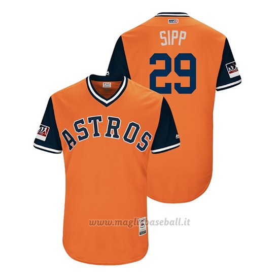 Maglia Baseball Uomo Houston Astros Tony Sipp 2018 Llws Players Weekend Sipp Orange